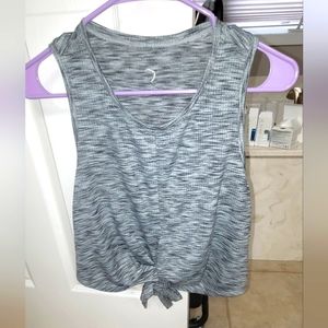 Zyia grey dry fit back tie tank top. Size small
